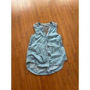 Anthropologie Holding Horses Denim Chambray Sleeveless Blouse Shirt Size: 6
